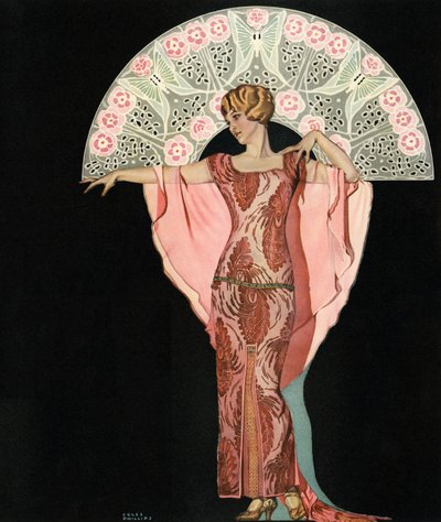 Art Deco Schönheit mit einem Fächer von Coles Phillips von C. Coles Phillips