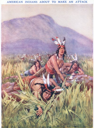 Amerikanische Indianer kurz vor dem Angriff von C. Dudley Tennant