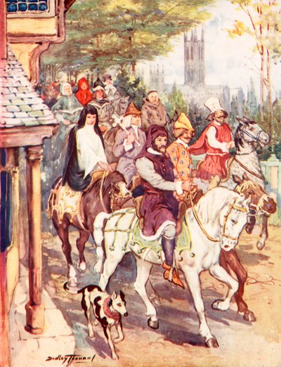 Chaucer reitet mit den Pilgern nach Canterbury von C. Dudley Tennant