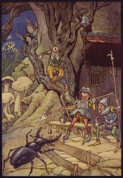 Der unwillkommene Besucher (Farblithografie) von C. E. B. Bernard