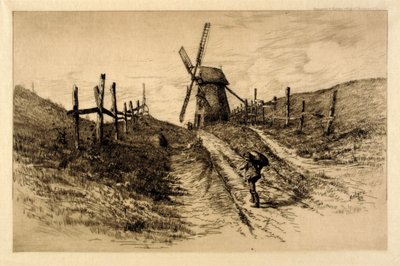 Landschaft mit Windmühle von C. F. William Mielatz