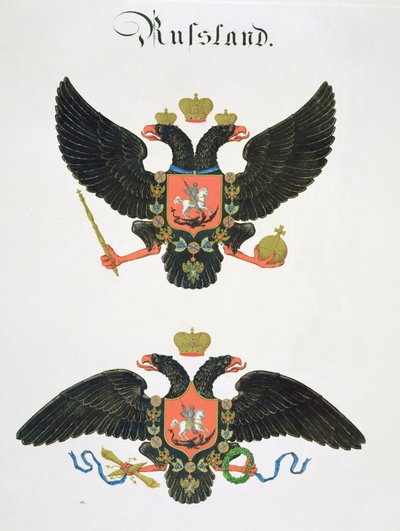 Wappen des Kaiserreichs Russland, aus einer Sammlung von Aquarellen, veröffentlicht in Deutschland, ca. 1830-33 von C. Hildebrandt