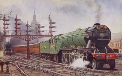 London und North Eastern Railway Flying Scotsman Zug verlässt den Bahnhof Kings Cross, London von C. T. Howard