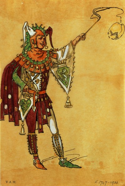 Kostümentwurf für einen Narren für Ein Sommernachtstraum, um 1881-93 von C. Wilhelm
