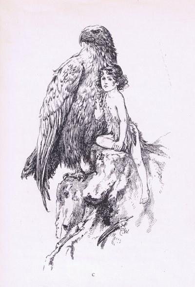 Das Dienstmädchen und der Adler, aus Das Kind der Luft, veröffentlicht von Duckworth von C. Wilhelm