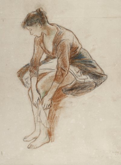Studie einer jungen Frau, die ihre Beine badet von Camille Jacob Pissarro
