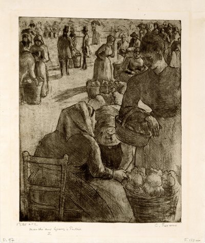 Der Gemüsemarkt in Pontoise, 1891 von Camille Jacob Pissarro