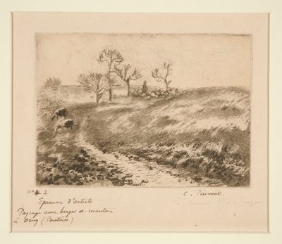Landschaft mit Schäfer und Schafen in Osny von Camille Pissarro