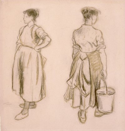 Zwei Studien eines Mädchens von Camille Pissarro