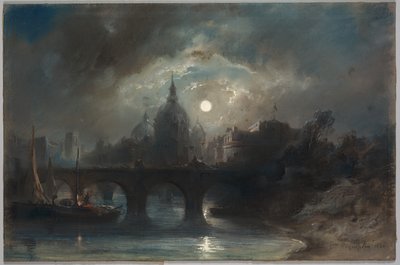Ansicht einer Stadt bei Nacht von Camille Roqueplan