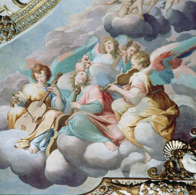 Detail der Engelmusiker aus dem Gewölbe des Chors von Camillo Procaccini