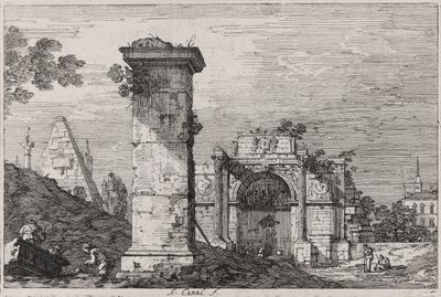 Landschaft mit Ruinenmonumenten, aus der Serie Vedute von Canaletto (Giovanni Antonio Canal)