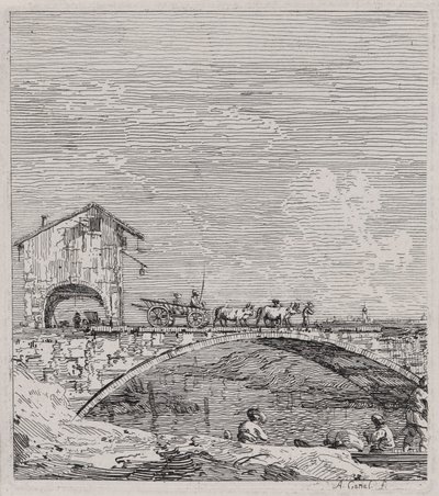Der Wagen überquert eine Brücke, aus der Serie Vedute (Ansichten) von Canaletto (Giovanni Antonio Canal)
