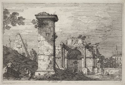 Landschaft mit Ruinen von Canaletto