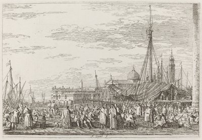 Der Markt auf dem Molo [oben links], um 1735-1746 von Canaletto