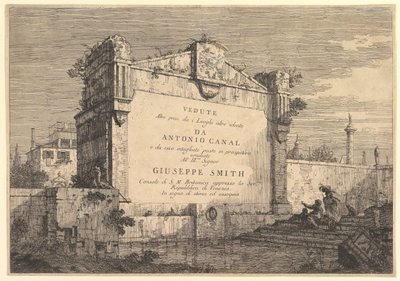 Titelblatt von Vedute altre prese da i luoghi altre ideate, mit Titel und Veröffentlichung von Giovanni Antonio Canal