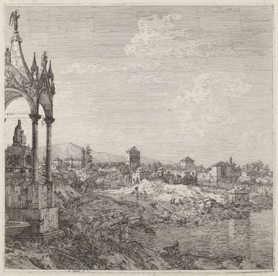 Ansicht einer Stadt mit dem Grab eines Bischofs von Canaletto