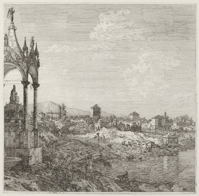Ansicht einer Stadt mit dem Grab eines Bischofs, ca. 1735-1746 von Canaletto