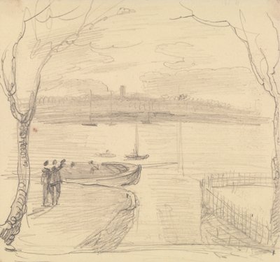 Skizzierte Ansicht von East Cowes, West Cowes in der Ferne von Capt. Thomas Hastings