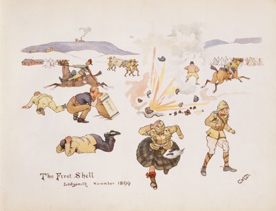 Die erste Granate, Ladysmith, 1899, aus The Leaguer of Ladysmith, 1900 von Captain Clive Dixon