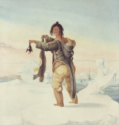 Ein Eskimo von den Savage Islands, 1821 von Captain George Francis Lyon