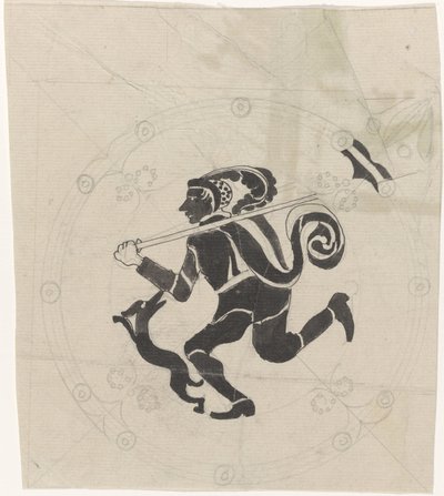 Dekoratives Design mit Hasenjäger von Carel Adolph Lion Cachet