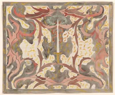 Dekoratives Design mit aufrechtem Degen von Carel Adolph Lion Cachet