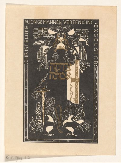 Ex Libris der Christlichen Jungmännervereinigung Excelsior von Carel Adolph Lion Cachet