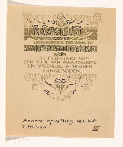 Huldeblijk an Jacob van Geuns von Carel Adolph Lion Cachet