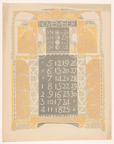 Kalenderblatt November 1899 von Carel Adolph Lion Cachet