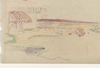 Garten hinter einem Haus mit einem Vordach von Carel Adolph Lion Cachet
