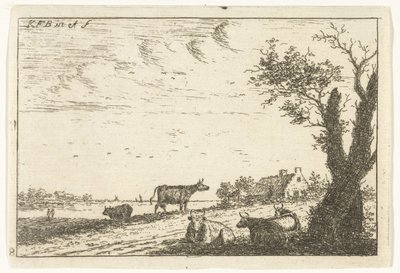 Flusslandschaft mit Kühen von Carel Frederik Bendorp (I)