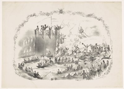 Karikatur über Thorbeckes Pläne zur Schließung der Universität Utrecht, 1863 von Carel Hendrik Thiebout