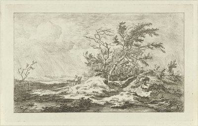 Pferd mit Wagen in einer Landschaft von Carel Lodewijk Hansen