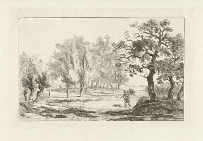 Flusslandschaft mit einem Holzsammler von Carel Lodewijk Hansen