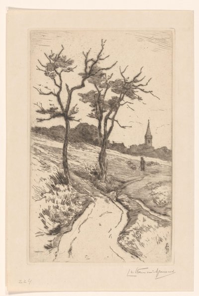 Dünenlandschaft mit Kirchturm von Katwijk von Carel Nicolaas Storm van 