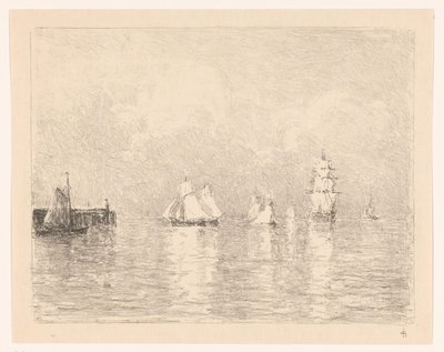 Segelschiffe bei der Reede von Cuxhaven von Carel Nicolaas Storm van 