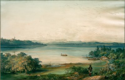 Der Ammersee von Schloss Ried aus gesehen von Carl August Lebschee