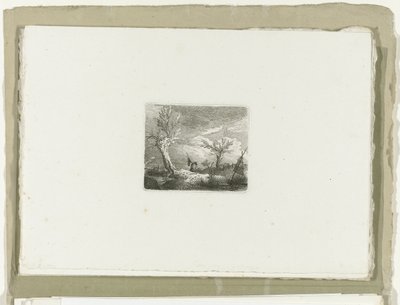 Mann mit Kescher im Gewitter von Carl August Lebschee
