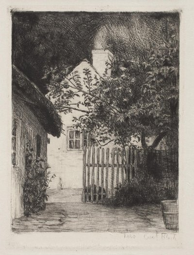 Die zwei Häuser und der Obstbaum von Carl Bloch