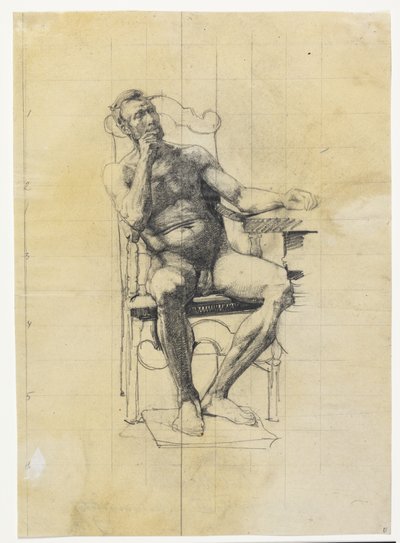Männliche Modellfigur. Studie zur Figur von Frederik III. auf dem Universitätsbild 1887-89 von Carl Bloch