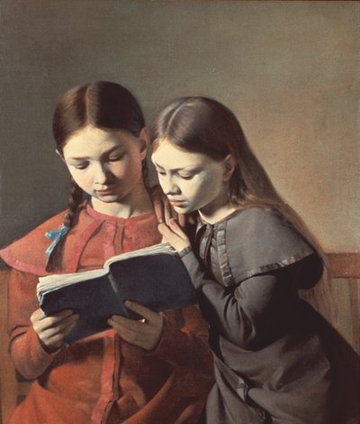 Die Schwestern des Künstlers Signe und Henriette lesen ein Buch, 1826 von Carl Christian Constantin Hansen