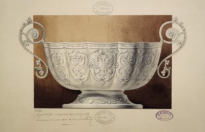 Entwurf einer Schale mit dem Doppeladler dekoriert. Serie Die Mitgift der Großfürstin Maria von Carl Edvard Bolin company