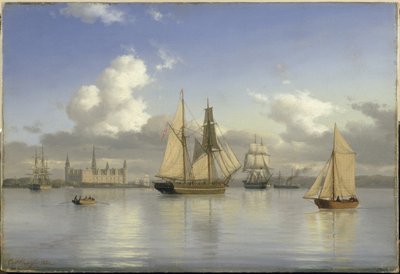Segelschiffe vor Schloss Kronborg, Schweden von Carl Emil Baagoe
