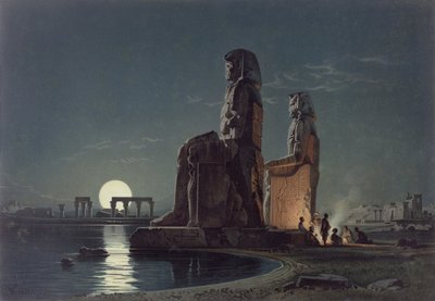 Die Kolosse von Memnon, Theben, eine von 24 Illustrationen von G.W. Seitz, gedruckt ca. 1872 von Carl Friedrich Heinrich Werner