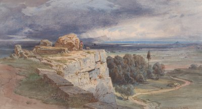 Blick auf Norba von Norden, in Richtung San Felice Circeo, 1856 von Carl Friedrich Heinrich Werner
