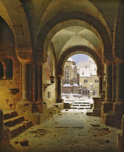 Das Klostertor im Winter, 1840 von Carl Georg Adolph Hasenpflug