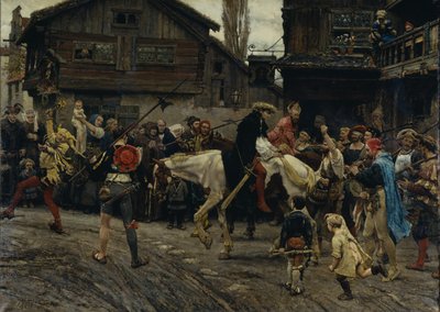 Peder Sunnanvaders und Meister Knuts schändlicher Einzug in Stockholm 1526, 1879 von Carl Gustaf Hellqvist