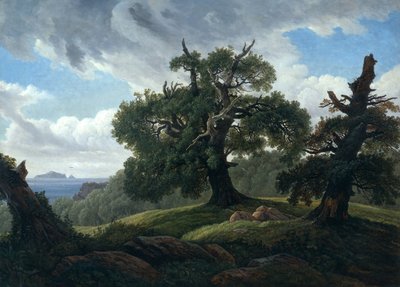 Erinnerung an eine bewaldete Insel in der Ostsee Eichen am Meer, 1835 von Carl Gustav Carus