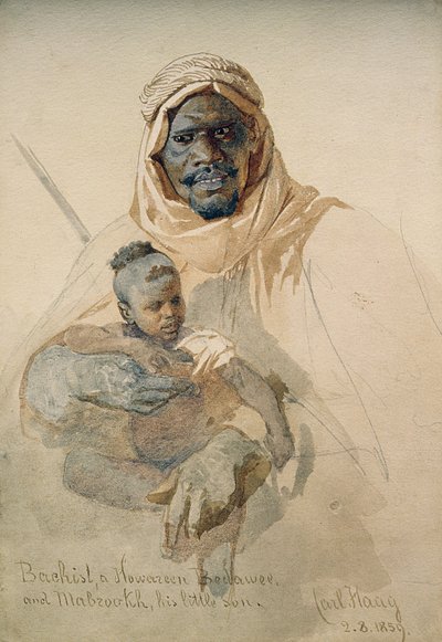 Bachist, ein Howazeen Bedawee und Mabzookh, sein kleiner Sohn, 1859 von Carl Haag
